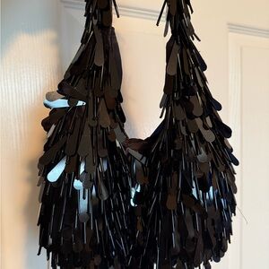 Black Sequin Shoulder Bag